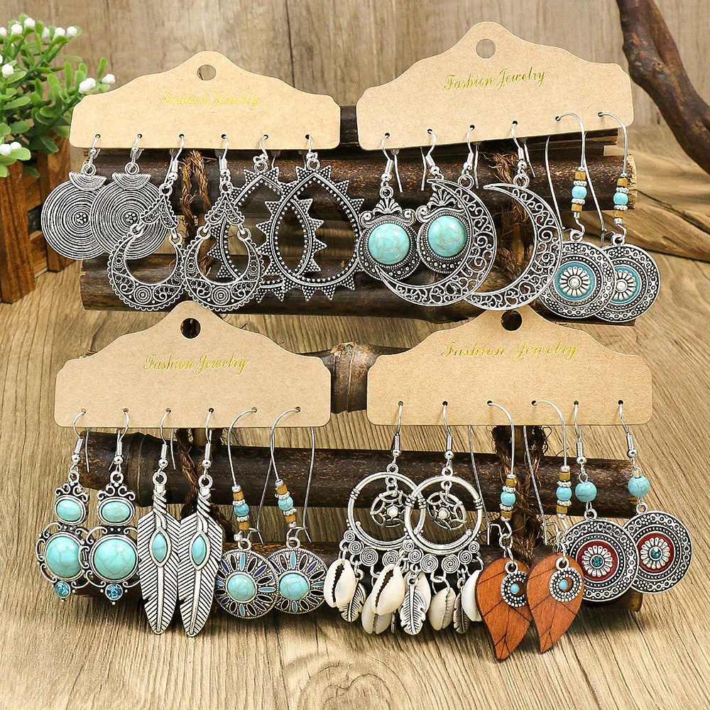 Vintage Style Leaf Turquoise Earrings